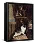 Cat Spying on a Bird in a Cage - by Henriette Ronner, 19Th Century-Henriette Ronner-Knip-Framed Stretched Canvas