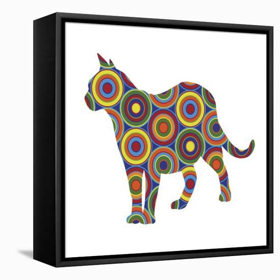 Cat Standing Abstract Circles-Ron Magnes-Framed Stretched Canvas