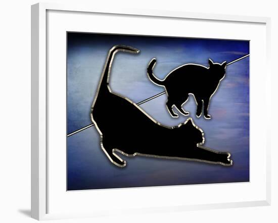 Cat Stretching-Art Deco Designs-Framed Giclee Print