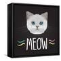 Cat Typography, T-Shirt Graphics , Vectors-PatternTrends-Framed Stretched Canvas