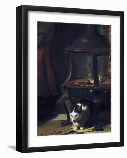 Cat under Burning Brazier, Detail from Infant Jesus Sleeping-Charles Le Brun-Framed Giclee Print