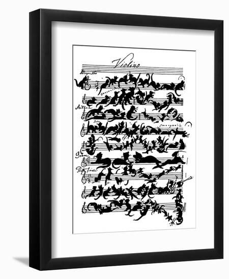 'Cat Violin Score' by Moritz von Schwind-Moritz Ludwig von Schwind-Framed Giclee Print