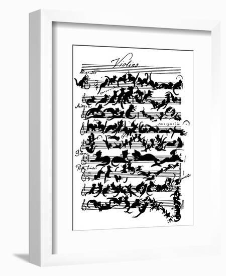 'Cat Violin Score' by Moritz von Schwind-Moritz Ludwig von Schwind-Framed Giclee Print