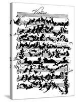 'Cat Violin Score' by Moritz von Schwind-Moritz Ludwig von Schwind-Stretched Canvas