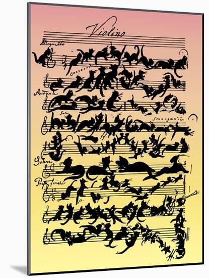'Cat Violin Score' by-Moritz Ludwig von Schwind-Mounted Giclee Print