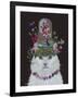 Cat, White with Butterfly bell jar, on black-Fab Funky-Framed Art Print