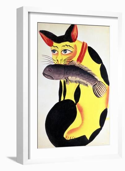 Cat with a Fish in Its Mouth, from the Rudyard Kipling Collection, Calcutta, c.1890-null-Framed Giclee Print