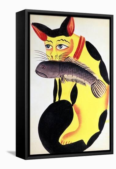 Cat with a Fish in Its Mouth, from the Rudyard Kipling Collection, Calcutta, c.1890-null-Framed Stretched Canvas
