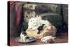 Cat with Her Kittens on a Cushion-Henriette Ronner-Knip-Stretched Canvas