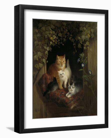 Cat with Kittens, by Henriette Ronner, C. 1844-Henriette Ronner-Framed Art Print