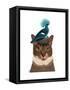 Cat with Nest and Blue Bird-Fab Funky-Framed Stretched Canvas