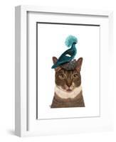 Cat with Nest and Blue Bird-Fab Funky-Framed Art Print