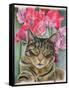 Cat with Sweet Peas-Anne Robinson-Framed Stretched Canvas