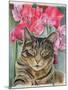 Cat with Sweet Peas-Anne Robinson-Mounted Giclee Print