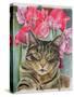 Cat with Sweet Peas-Anne Robinson-Stretched Canvas