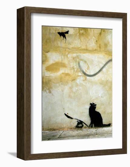 Cat-Banksy-Framed Giclee Print