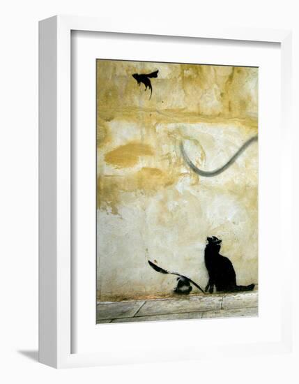 Cat-Banksy-Framed Giclee Print