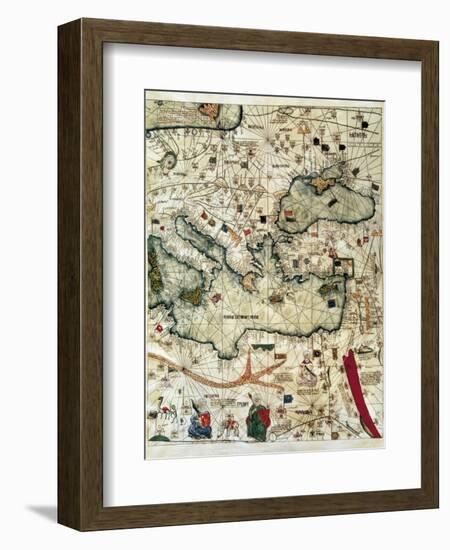 Catalan Atlas-Jafuda and Abraham Cresques-Framed Art Print