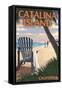 Catalina Island, California - Adirondack Chairs and Sunset-Lantern Press-Framed Stretched Canvas