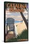 Catalina Island, California - Adirondack Chairs and Sunset-Lantern Press-Framed Stretched Canvas