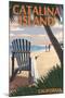 Catalina Island, California - Adirondack Chairs and Sunset-Lantern Press-Mounted Art Print