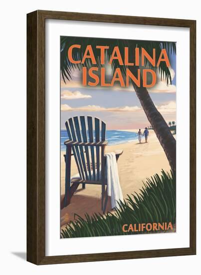 Catalina Island, California - Adirondack Chairs and Sunset-Lantern Press-Framed Art Print