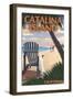 Catalina Island, California - Adirondack Chairs and Sunset-Lantern Press-Framed Art Print