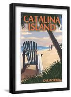 Catalina Island, California - Adirondack Chairs and Sunset-Lantern Press-Framed Art Print