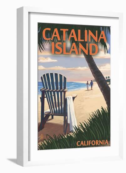 Catalina Island, California - Adirondack Chairs and Sunset-Lantern Press-Framed Art Print