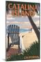 Catalina Island, California - Adirondack Chairs and Sunset-Lantern Press-Mounted Art Print