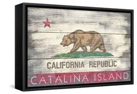 Catalina Island, California - Barnwood State Flag-Lantern Press-Framed Stretched Canvas