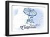 Catalina Island, California - Beach Chair and Umbrella - Blue - Coastal Icon-Lantern Press-Framed Art Print