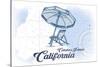 Catalina Island, California - Beach Chair and Umbrella - Blue - Coastal Icon-Lantern Press-Stretched Canvas