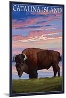 Catalina Island, California - Bison and Sunset-Lantern Press-Mounted Art Print