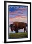 Catalina Island, California - Bison and Sunset-Lantern Press-Framed Art Print