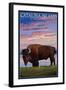 Catalina Island, California - Bison and Sunset-Lantern Press-Framed Art Print