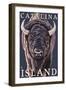 Catalina Island, California - Bison Up Close-Lantern Press-Framed Art Print