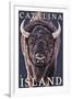 Catalina Island, California - Bison Up Close-Lantern Press-Framed Art Print