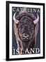 Catalina Island, California - Bison Up Close-Lantern Press-Framed Art Print