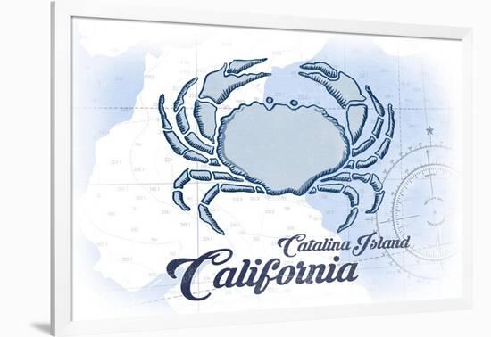 Catalina Island, California - Crab - Blue - Coastal Icon-Lantern Press-Framed Art Print