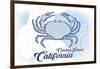 Catalina Island, California - Crab - Blue - Coastal Icon-Lantern Press-Framed Art Print