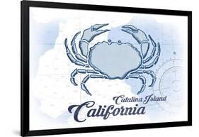 Catalina Island, California - Crab - Blue - Coastal Icon-Lantern Press-Framed Art Print