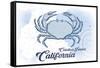 Catalina Island, California - Crab - Blue - Coastal Icon-Lantern Press-Framed Stretched Canvas