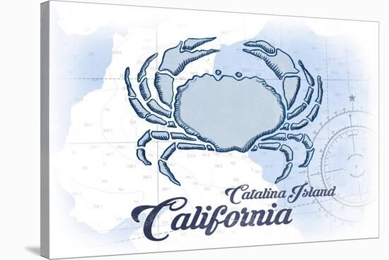 Catalina Island, California - Crab - Blue - Coastal Icon-Lantern Press-Stretched Canvas