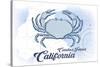 Catalina Island, California - Crab - Blue - Coastal Icon-Lantern Press-Stretched Canvas