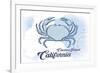 Catalina Island, California - Crab - Blue - Coastal Icon-Lantern Press-Framed Art Print