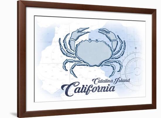 Catalina Island, California - Crab - Blue - Coastal Icon-Lantern Press-Framed Art Print