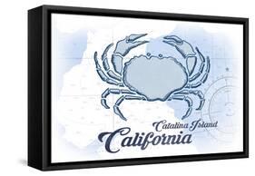Catalina Island, California - Crab - Blue - Coastal Icon-Lantern Press-Framed Stretched Canvas