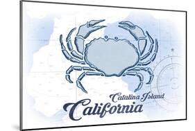 Catalina Island, California - Crab - Blue - Coastal Icon-Lantern Press-Mounted Art Print