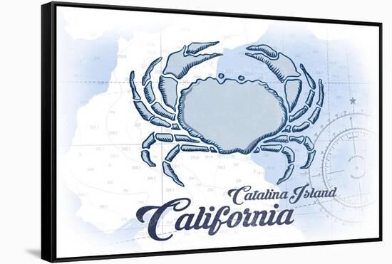 Catalina Island, California - Crab - Blue - Coastal Icon-Lantern Press-Framed Stretched Canvas